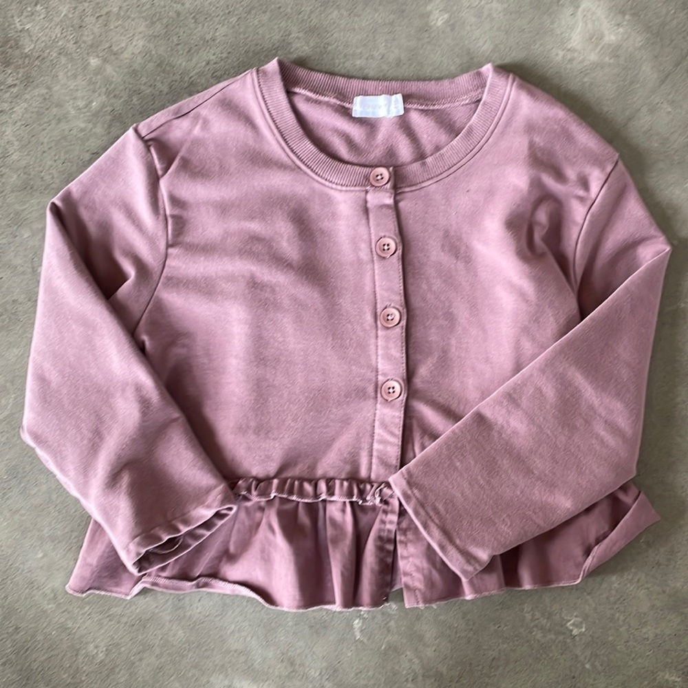 Jamie Kay Lilac Ruffle Hem Girls Cardigan size 7y